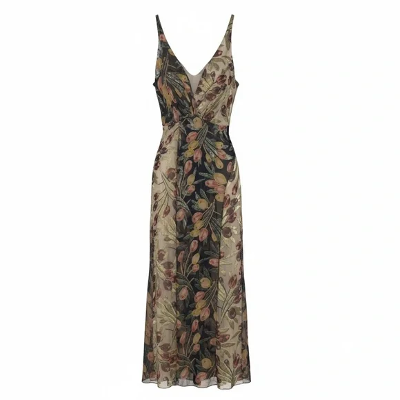 Cinq à Sept Carolee Midi Dress Mixed Floral Twist Front Burnout Size 8 EUC - Picture 2 of 9